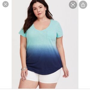Torrid blue dip dye ombré t shirt
